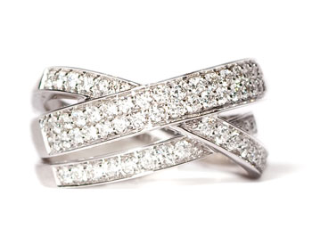 Three Row Pave Diamond Ring in 14k White Gold – Bailey's Fine Jewelry