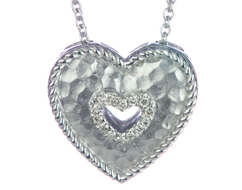 Sterling Silver Heart Locket with Diamond - Louise