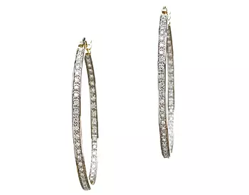 14K YELLOW GOLD IN AND OUT PAVE DIAMOND HOOP EARRINGS