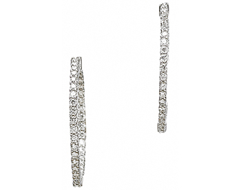 14K WHITE GOLD IN AND OUT ROUND DIAMOND HOOP EARRINGS