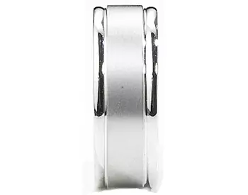 GENTLEMAN'S 14K WHITE GOLD 8MM SATIN CENTER AND POLISHED GROOVED EDGE BAND