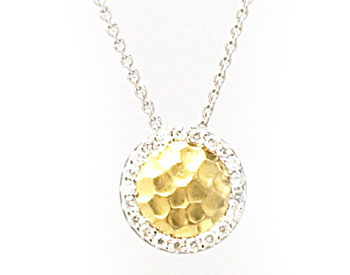 YELLOW GOLD ROUND PENDANT SURROUNDED WITH DIAMONDS