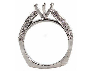 14K WHITE GOLD 6-PRONG CATHEDRAL EURO SHANK SEMI-MOUNTING 