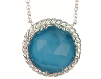 STERLING SILVER ROUND TURQUOISE CENTER AND ROPE EDGED PENDANT