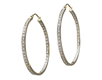 14K YELLOW GOLD IN AND OUT PAVE DIAMOND HOOP EARRINGS