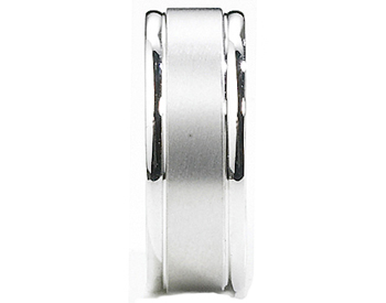 GENTLEMAN'S 14K WHITE GOLD 8MM SATIN CENTER AND POLISHED GROOVED EDGE BAND