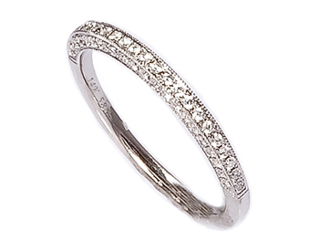 14K WHITE GOLD MILLEGRAIN AND PAVE DIAMOND BAND