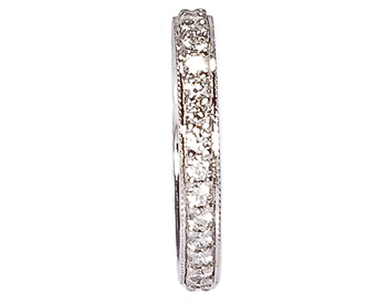 14K WHITE GOLD MILLEGRAIN AND ROUND DIAMOND BAND 