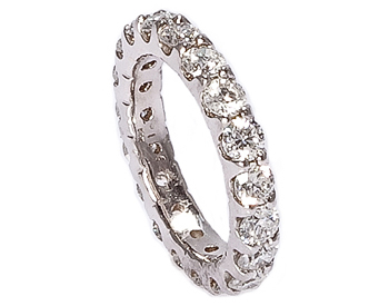 14K WHITE GOLD ROUND DIAMOND AND SHARED PRONG ETERNITY BAND 