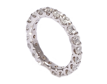 14K WHITE GOLD ROUND DIAMOND AND SHARED PRONG ETERNITY BAND 