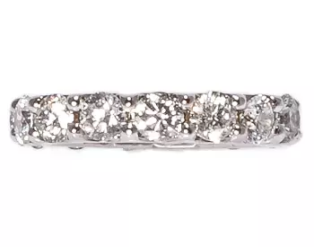 14K WHITE GOLD ROUND DIAMOND AND SHARED PRONG ETERNITY BAND 