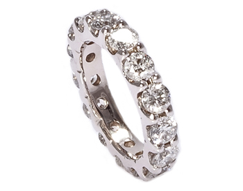 14K WHITE GOLD ROUND DIAMOND AND SHARED PRONG ETERNITY BAND 