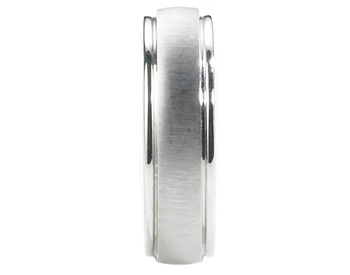 GENTLEMAN'S 14K WHITE GOLD 6.5MM SATIN CENTER AND POLISHED EDGE BAND