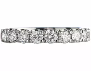 18K WHITE GOLD SHARED PRONG AND ROUND DIAMOND BAND