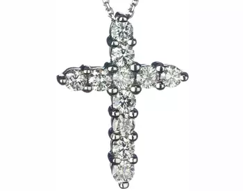 14K WHITE GOLD DIAMOND CROSS PENDANT 