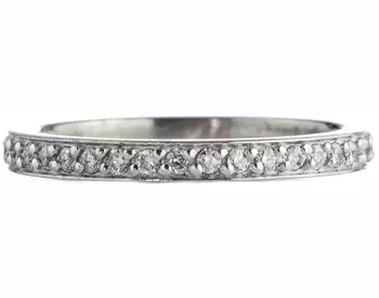 14K WHITE GOLD BEAD SET AND ROUND DIAMOND ETERNITY BAND 