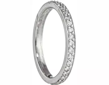 14K WHITE GOLD BEAD SET AND ROUND DIAMOND ETERNITY BAND 