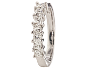 14K WHITE GOLD PRINCESS CUT DIAMOND BAND