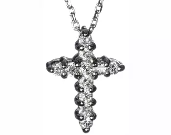 14K WHITE GOLD DIAMOND CROSS PENDANT 