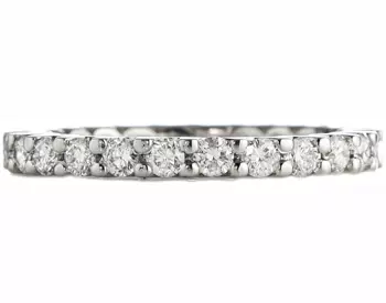 14K WHITE GOLD SHARED PRONG AND ROUND DIAMOND ETERNITY BAND 