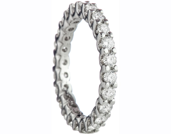 14K WHITE GOLD SHARED PRONG AND ROUND DIAMOND ETERNITY BAND 