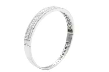 18K WHITE GOLD 5-ROW CHANNEL AND BEADSET DIAMOND BANGLE