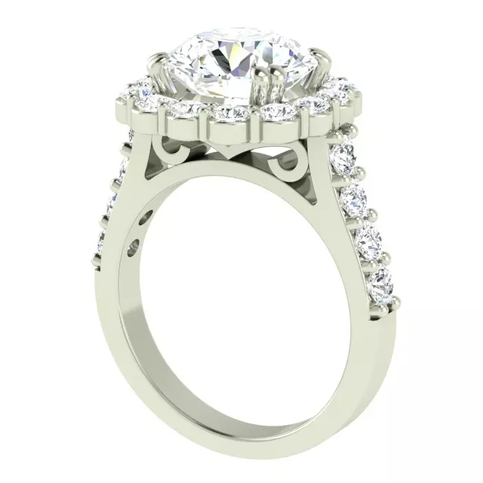 14K WHITE GOLD 14MM CUSHION HALO ENAGEMENT RING