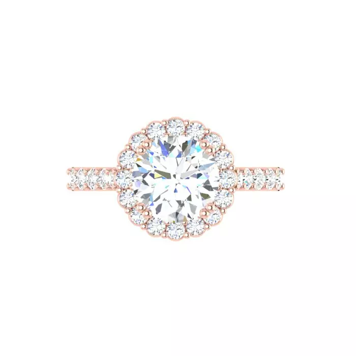 14K ROSE GOLD 11MM ROUND HALO ENGAGEMENT RING