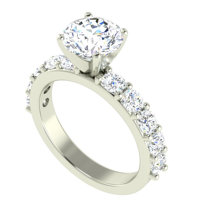 14K WHITE GOLD SHARED PRONG 3MM SEMI-MOUNTING DIAMOND ENGAGEMENT RING