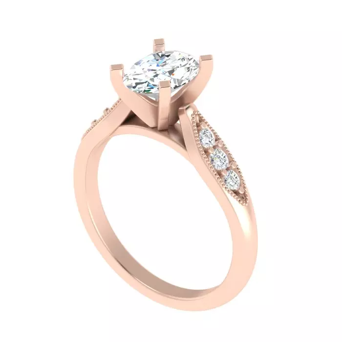 14K ROSE GOLD MILGRAIN MARQUISE ENAGEMENT RING