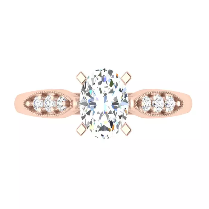 14K ROSE GOLD MILGRAIN MARQUISE ENAGEMENT RING