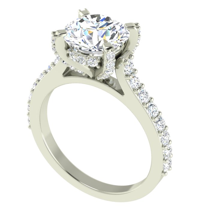 14K WHITE GOLD CATHEDRAL SEMI-MOUNTING DIAMOND RING