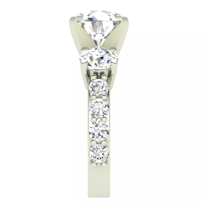 14K WHITE GOLD 3-STONE DIAMOND ENGAGEMENT RING