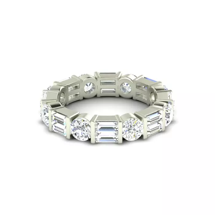 14K WHITE GOLD BAR SET ETERNITY BAND