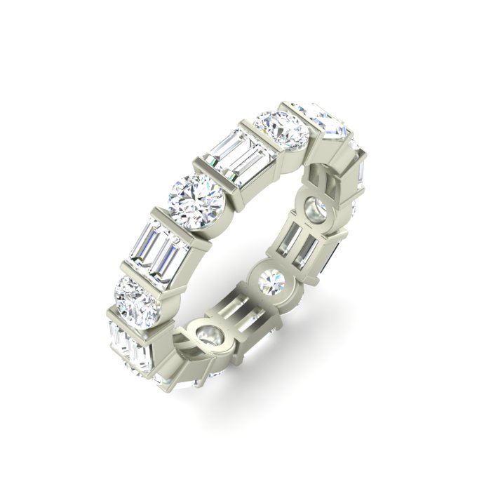 14K WHITE GOLD BAR SET ETERNITY BAND