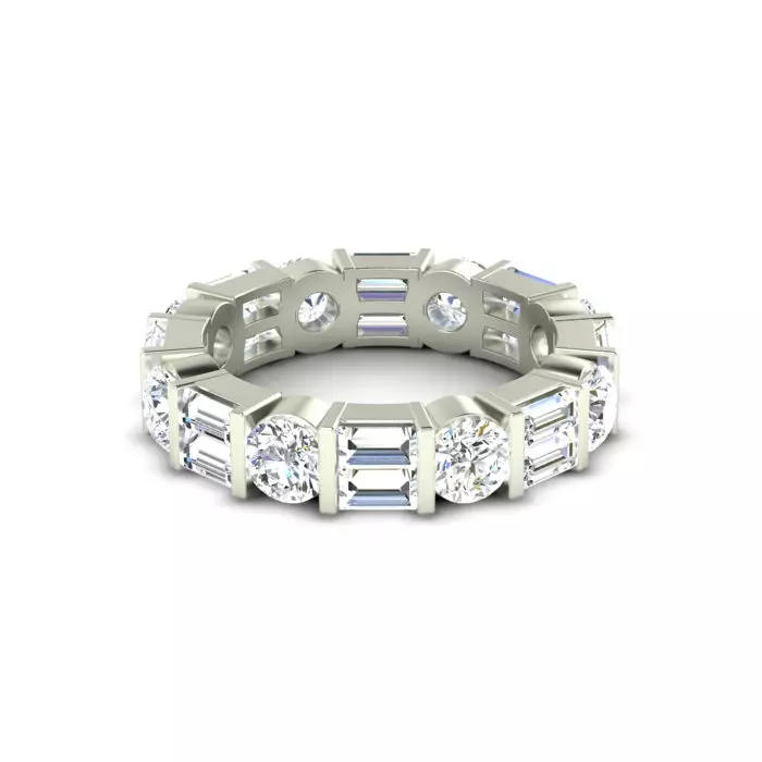 14K WHITE GOLD BAR SET ETERNITY BAND