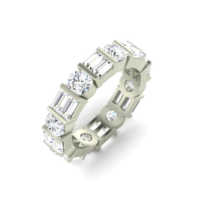 14K WHITE GOLD BAR SET ETERNITY BAND