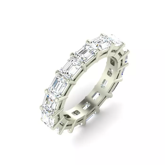 14K WHITE GOLD EMERALD CUT ETERNITY BAND