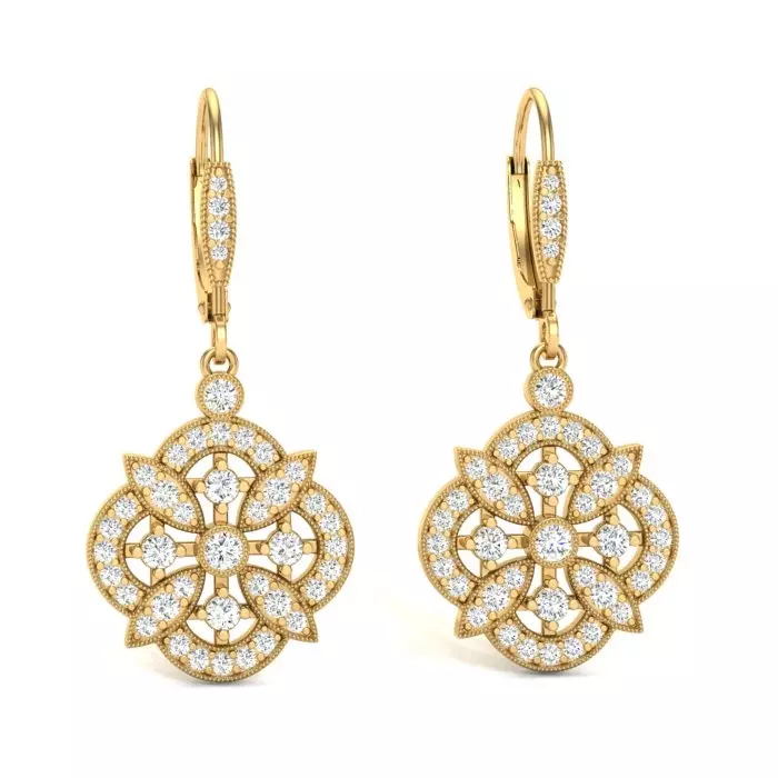 14K YELLOW GOLD FILIGREE FLORAL EARRINGS