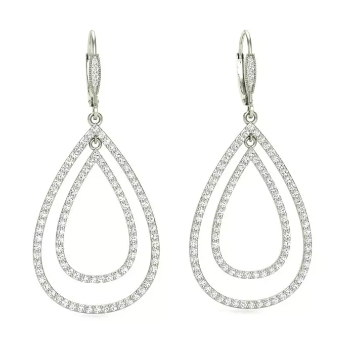 14K WHITE GOLD PAVE PEAR-SHAPED DROPS