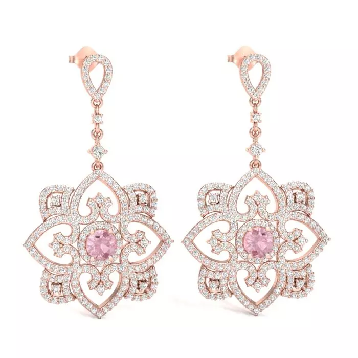 14K ROSE GOLD FANCY MORGANITE EARRINGS