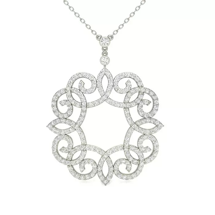 14k white gold fancy filigree pendant