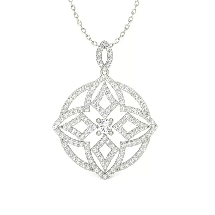 14k white gold fancy medallion pendant