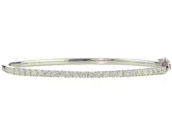 14K WHITE GOLD SHARED PRONG DIAMOND BANGLE