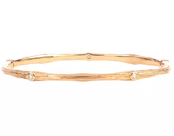 14K ROSE GOLD BARK DESIGN AND ROUND DIAMOND BANGLE 