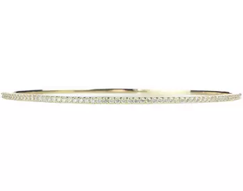 14K YELLOW GOLD ROUND PAVE DIAMOND SLIP-ON BANGLE