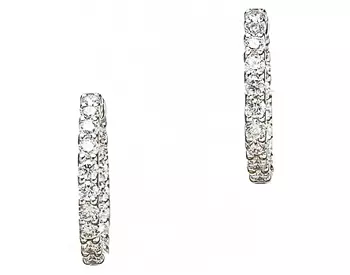 14K WHITE GOLD IN AND OUT PRONG SET DIAMOND HOOP EARRINGS