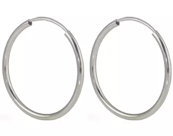 14K WHITE GOLD ROUND HOOP EARRINGS