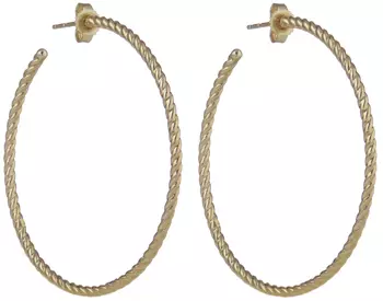 14K YELLOW GOLD ROPE DESIGN HOOP EARRINGS