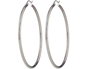 14K WHITE GOLD ROUND TUBE HOOP EARRINGS